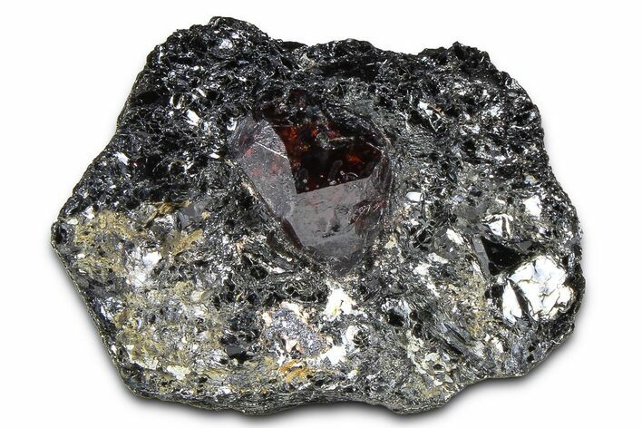Fluorescent Zircon Crystal and Magnetite in Biotite Schist - Norway #363928